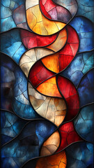 Fototapeta premium Abstract stained glass patterns with vibrant colors and textures
