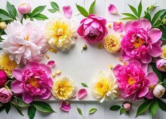 Pink and Yellow Peony Flower Banner Decoration - Spring Floral Design