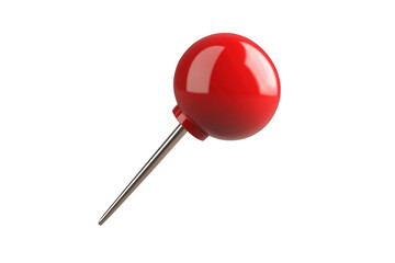Red pin push pin isolated on transparent or white background, png