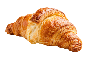 Croissant bread isolated on white background PNG transparent clipart.