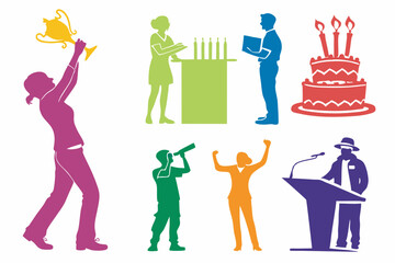 set of Celebrating Success Silhouette vector illustration