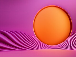 Obraz premium Abstract Orange Circle in Pink Wave Background