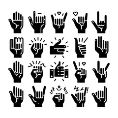 Minimalist Hand Gesture Icons Collection for Communication and Business Design