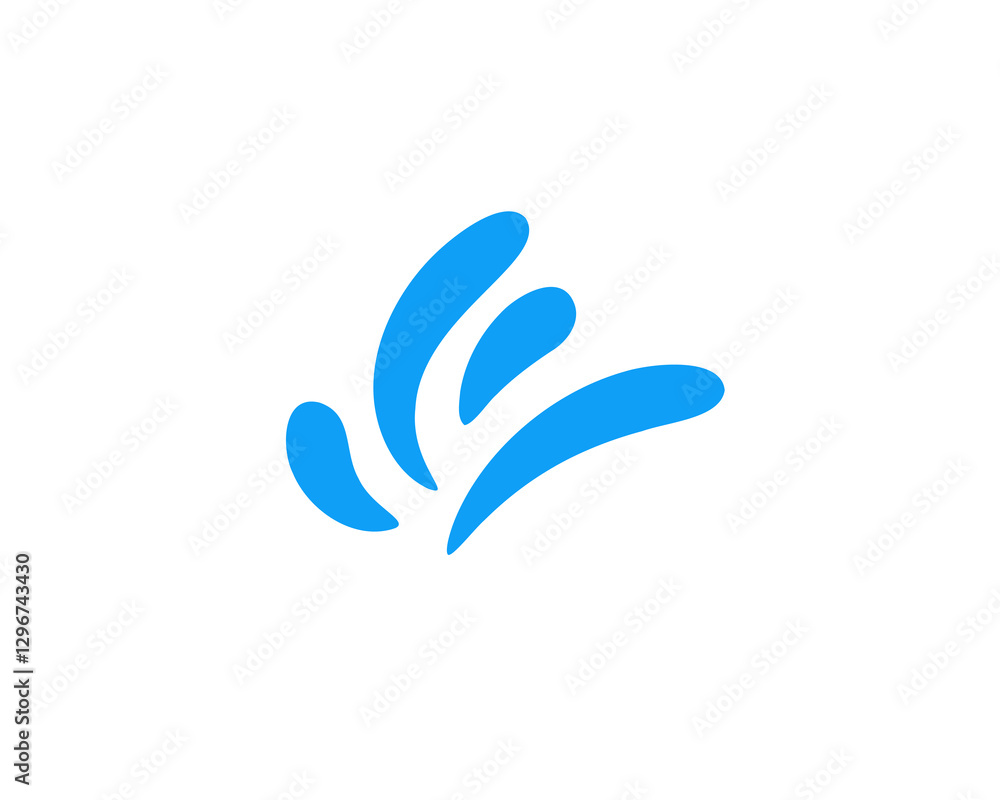Aufkleber simple abstract logo in blue with smooth lines and shapes, creating a fluid and dynamic form.