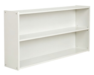 White two-shelf bookcase on a transparent background