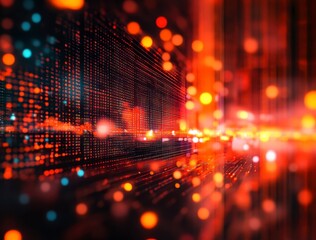 Abstract digital background with glowing dots and bright colors