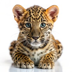 Obraz premium baby leopard photo, white background