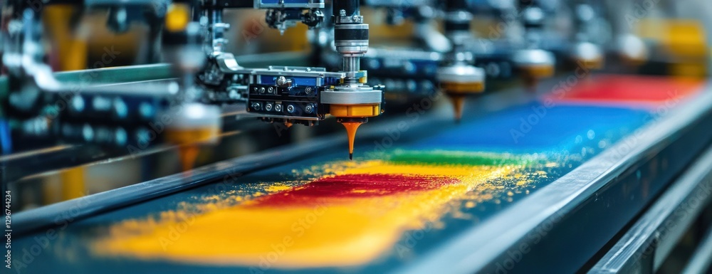 Poster automated color printing machine, factory, cmyk process