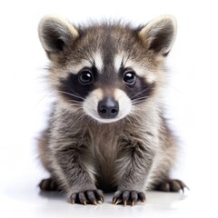 Fototapeta premium baby raccoon photo, white background