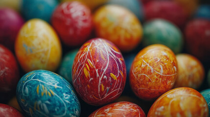 Fototapeta premium Colorful glossy candy-coated chocolate spheres in close-up.