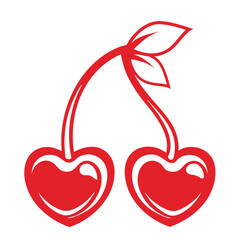Stylized Cherries with Heart Shapes Icon.