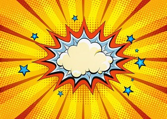 Pop Art Yellow Explosion Background with Copy Space for Text or Product Placement