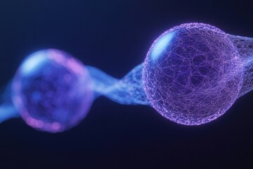 Abstract representation of interconnected spheres emitting vibra