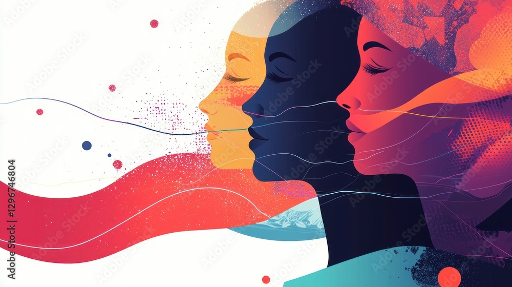 Poster a dynamic international womenâ€™s day symbol featuring abstract shapes and empowering visuals.