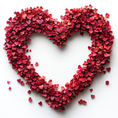 Obraz premium heart shape made of red rose petals, symbolizing love and romance. Perfect for Valentine Day or wedding themes