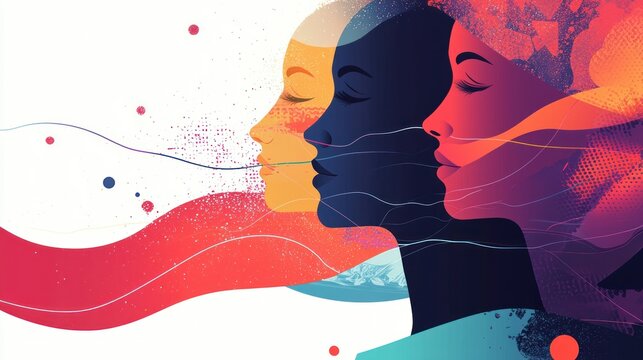 A dynamic International Womenâ€™s Day symbol featuring abstract shapes and empowering visuals.