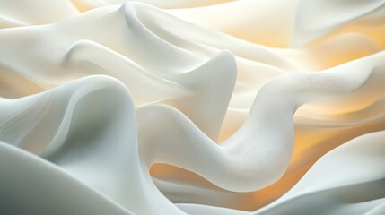 Obraz premium Luxurious Silk Drapery: Delicate folds of pristine white silk fabric create an elegant and sensuous display, bathed in soft, warm light.