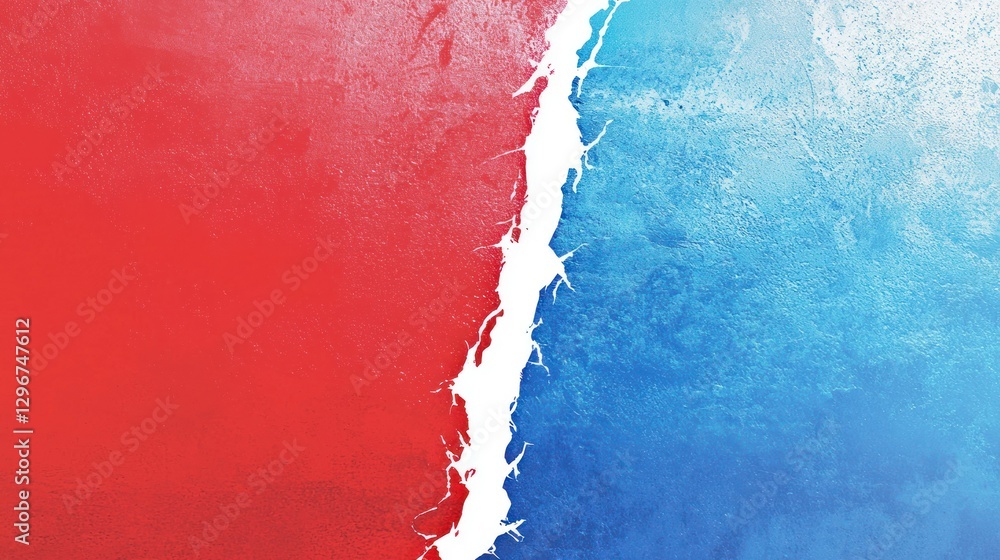 Poster A dynamic split background with red on one side and blue on the other, separated by a white line.