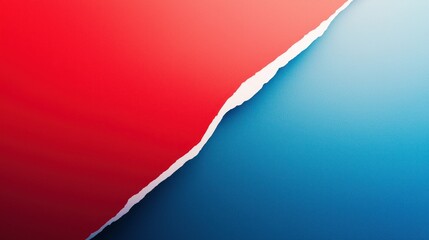 A dynamic split background with red on one side and blue on the other, separated by a white line.