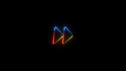 Glowing neon Media player next button icon with black background. Neon line Next button icon concept.