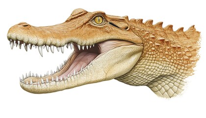 Obraz premium Roaring Alligator Head Profile, White Background