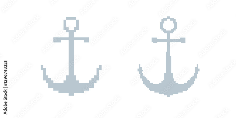 Aufkleber two pixelated anchors with crossbars shown in light blue, featuring basic and minimal design element