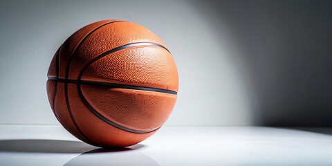 Fototapeta premium Pristine White Basketball on Matching Background: Global Sport, Captivating Copy Space