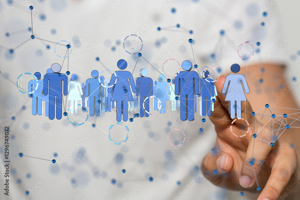 Poster Global network. Blockchain. 3D illustration. Neural networks and artificial intelligence. Abstract  3d