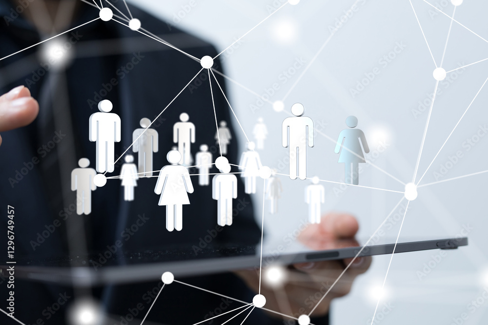 Fototapete Global network. Blockchain. 3D illustration. Neural networks and artificial intelligence. Abstract