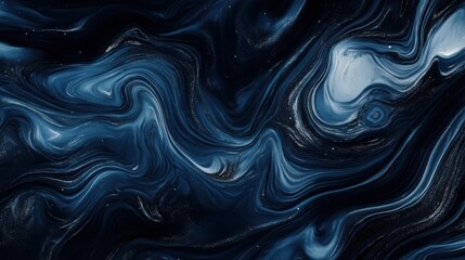 Obraz premium Dark navy blue marble with silver veins,