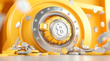 Fototapeta premium Secure financial technology, data protection in banking, 3D illustration