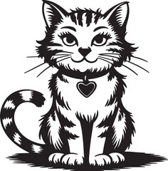 international cat day: cute cat silhouettes and vectors