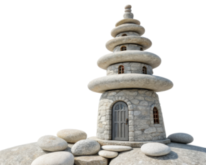 Stone tower on a transparent background