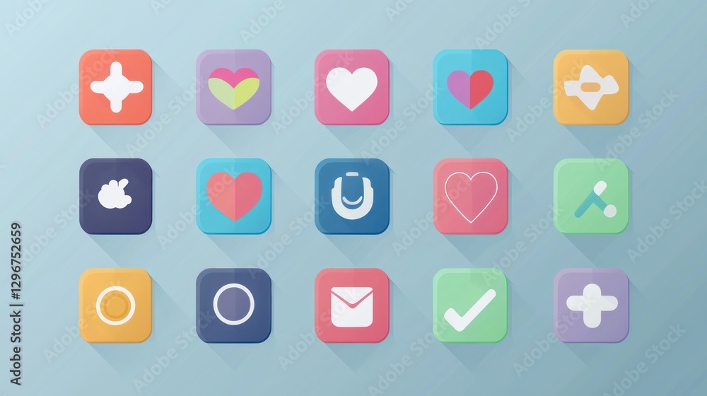 Poster A flat-design icon set with rounded edges, perfect for web and mobile app interfaces.