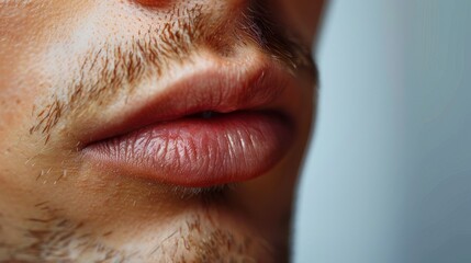 Obraz premium Close-up of male lips with attention to detail in beauty and cosmetology treatment