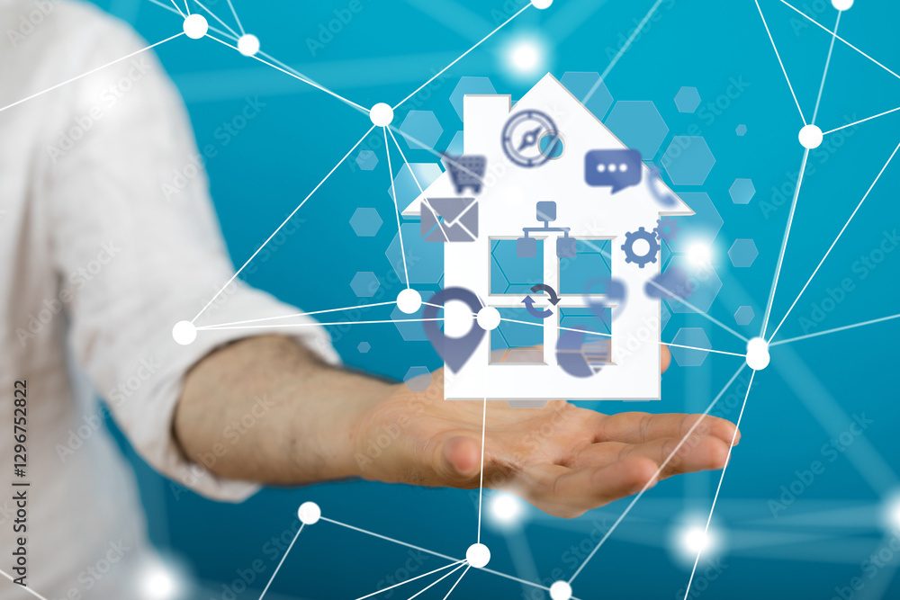 Poster iot home telecommunication network and wireless mobile internet