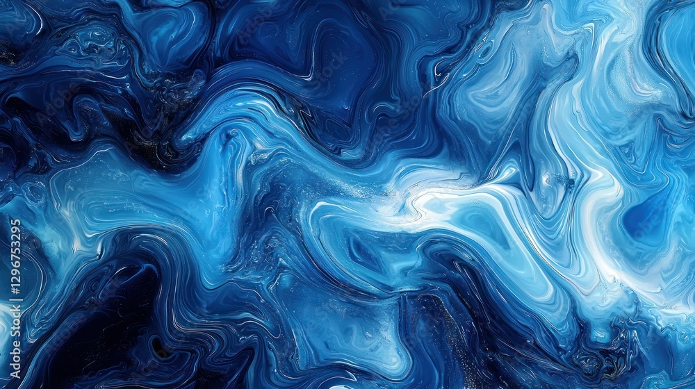 Poster A fluid blue abstract design with soft wave patterns, creating a calm and modern look.