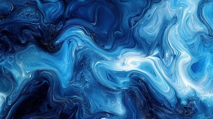 Obraz premium A fluid blue abstract design with soft wave patterns, creating a calm and modern look.