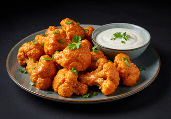 Fototapeta premium Spicy Buffalo Cauliflower with Creamy Dip