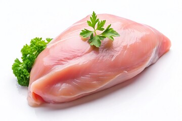 Raw Chicken Fillet Isolated on White Background - Fresh Poultry Meat for Cooking