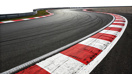 Realistic Race Track Curve with Rumble Strips – Transparent Background