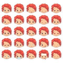 Naklejka premium Kid face expressions, set collection, vector illustration