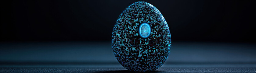 A sleek, futuristic object with a textured surface, illuminated by blue light against a dark background, giving it a mysterious, high-tech appearance.