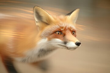 Obraz premium Dynamic fox captured in motion, showcasing vibrant fur and expre