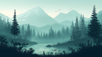 Beautiful rays of sunlight in forest