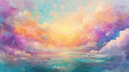 Fantasy-inspired pastel sky with a rainbow glow