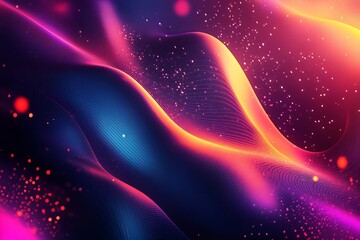 Obraz premium Abstract Pink Orange Blue Waves Digital Art Background Dynamic Energy Flowing Design Modern Futuristic Technology Illustration Vibrant Color Gradient 