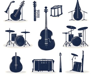 Various Jazz Instruments Silhouettes
