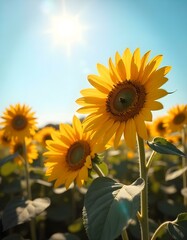 Obraz premium sunflowers under a bright summer sun