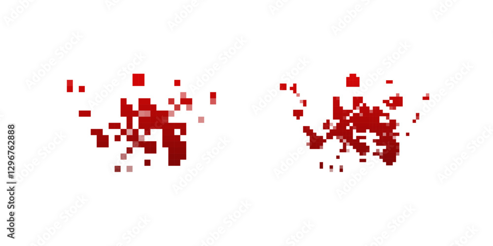 Poster red pixelated shapes create an abstract design. the image captures a modern digital aesthetic.